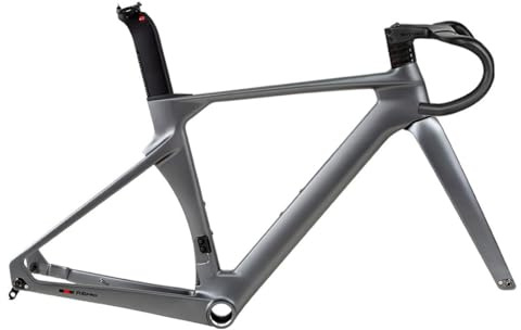 HIMALO 700C Carbon Rennrad Rahmensatz 46/48/50/52/54/56cm Rennrad Rahmen Scheibenbremse 100mm/142mm Steckachse Rahmen 90x420mm Lenker Interne Verlegung (Color : Dark Gray, Size : 48CM)