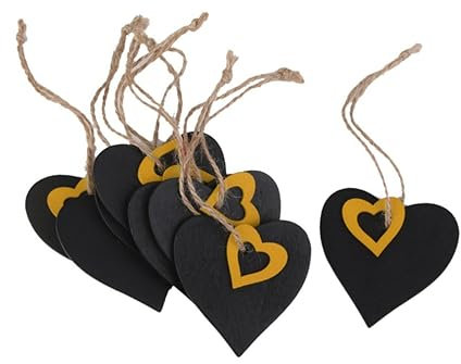 Operitacx 10stücke Holz Geschenkanhänger Tafelform Hängendes Preisschild Gelb mit Kordel zum Befestigen für Tischkarten Gastgeschenke Dekoration