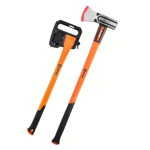 FRONTTOOL Spalthammer und Spaltaxt inkl. Klingen- & Transportschutz | Für Laub- und Hartholz sowie Kleinholz | Gummierter Handgriff für perfekten Grip