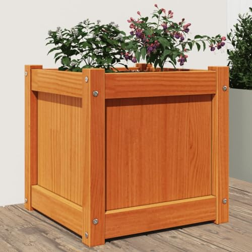ShGaxin Jardinera Exterior Madera Maciza Pino marrón Cera 40x40x40 cm, Huerto Urbano Terraza, Jardineras Exterior, Jardineria Maceteros, Mesa De Cultivo, Huerto En Casa - 837408