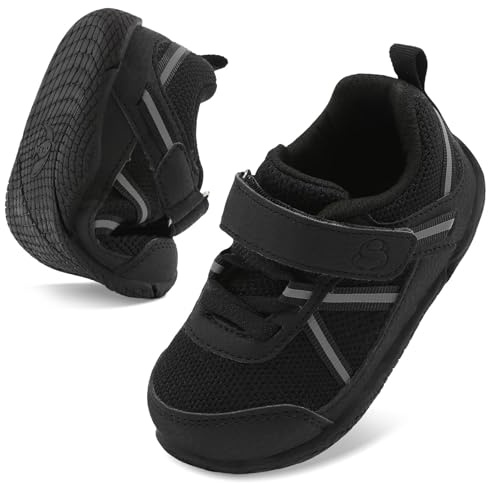 JOINFREE Boys Sneakers Breathable Running Shoes for Kids Shoes Toddler Sports Shoes Girls Sneakers All Black 6.5/7 UK Child
