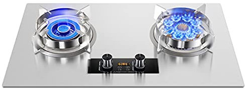 Plaque de Cuisson à gaz de 75 cm, 2 brûleurs, cuisinière à gaz de Cuisine en Acier Inoxydable (4 200 W et 7 000 W), contrôle indépendant, avec Protection Contre Les pannes de Flamme, Design de m