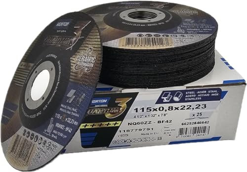 Quantum3 Lot de 25 disques à tronçonner en céramique 115 x 0,8 x 22,23 mm