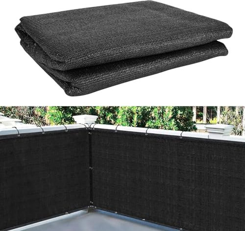 ALLOMN Brise-vue pour balcon, brise-vent, clôture noire, protection de l'intimité résistante aux intempéries avec attaches de câble, pour serre, jardin, clôture et balcon, 0,9 x 5 m