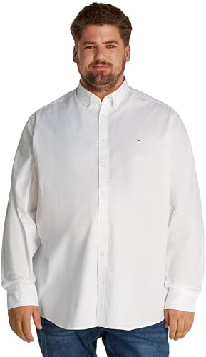 Tommy Hilfiger Uomo Camicia Flex Poplin Solid Regular Fit, Bianco (White), 2XL