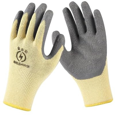 Insulation Work Gloves, 400V Flame Retardant Rubber Work Electrical Gloves, Elastic Wrist Open Electrical Safety Gloves for Insulation and Flame Retardance