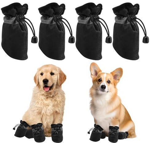 Wasserdichte Hundeschuhe, 2 Paar Outdoor-Hundestiefel, Pfotenschutz für verletzte Pfoten, Hundesocken mit Griffen, Hundepfotenschutzstiefel, Gummistiefel für Indoor-Outdoor-Aktivitäten