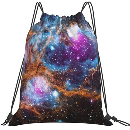 BREAUX Universum Galaxy Space Print Kordelzug Schultertasche Turnbeutel Outdoor Tragbare Schultertasche Sport Yoga Tasche Weiß Einheitsgröße Rucksack Rucksäcke, weiß, One size