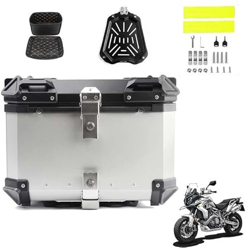 MYJDML Motorrad-Topcase für Honda NT1100 NT 1100, Haltbar Motorcycle Suitcase Wasserdicht Motorrad Heckkasten Motorrad Tail Box Tragbares Motorrad Heckbox Koffer,55L-Silver