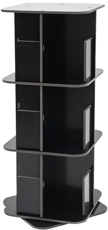 Estabeter Drehbares Bücherregal, 3 Ebenen 360 Grad Drehregal Stehendes Bücherregal Bodenstehende Bücherregale Multifunktionales Ecke Bücherregal Organizer Aufbewahrungsregal 39 x 39 x 97 cm (Schwarz)