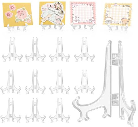 Acryl Ständer, 12 Stück Tellerhalter, Kunststoff Tellerständer, Telleraufsteller klappbar, Tellerständer Acryl, Klar Kunststoff Staffeleien Tellerständer, Teller Ständer für Teller, Fotoalben, Gemälde