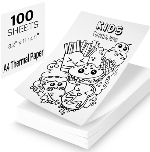 Lot de 100 feuilles de papier thermique A4 pour imprimante portable, papier A4 pour imprimante, feuilles thermiques, séchage rapide, design sans bourrage pour photos reçues Memo File 210 x 297 mm