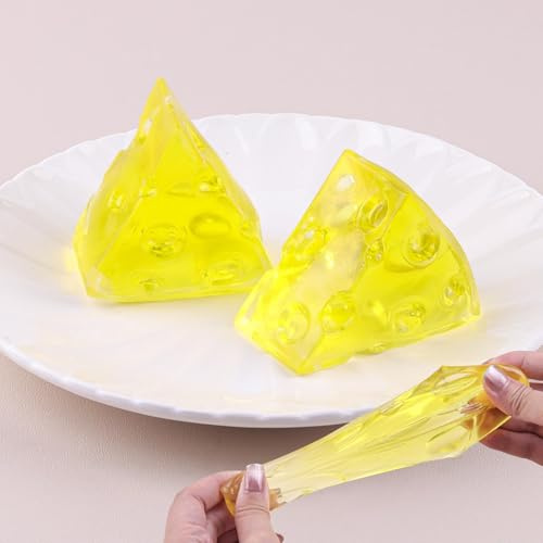 2er-Pack Käse-Squishies, superweicher Slow-Rise Cheese-Stressball, Quetschspielzeug zur Angstlinderung, Novelty Fidget-Spielzeug für Geburtstagsgeschenke & Klassenraum-Preise
