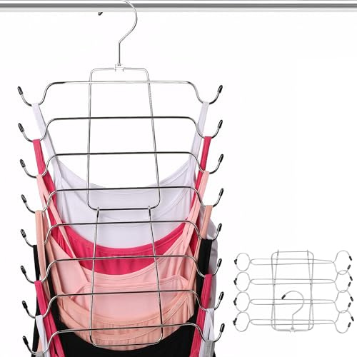 8-stufiger Kleiderbügel, Klappbarer Kleiderbügel rutschfeste, Tank-Top-Kleiderbügels, Kleiderbügels Platzsparende Schrank Organizer, Folding Metall für je 8 Hosen