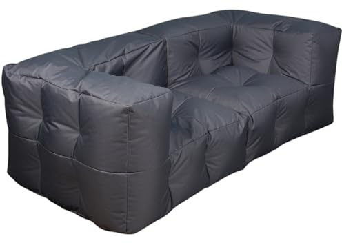 bananair - Modulares Gartensofa Hellgrau, Wetterfestes Outdoor Bodensofa 3-Sitzer & 2-Sitzer mit Schaumstoff Polsterung, Abnehmbar als 2 Poufs, Ideal für Balkon & Terrasse (180x90 cm)