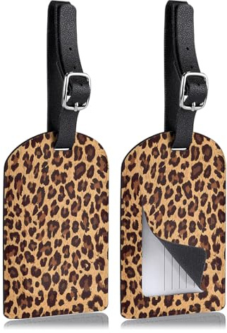 2 Stück Kofferanhänger aus Kunstleder Gepäckanhänger Mit Adressschild Luggage Tag PU-Leder Wasserdichte UV-Druck Doppelseitiges Personalized ID Etiketten Reisezubehör