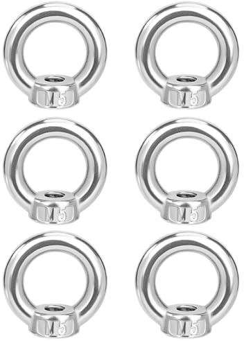6 Stück Juttzzei Ringmutter M5, Verbessertes 304 Edelstahl Ringösen, M5 Ringmuttern Augenmutter, Ösenmutter für Befestigen Sie hängende Ornamente Blumentöpfe Schaukelständer