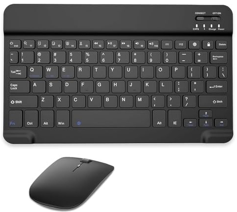 Wireless Keyboard and Mouse Set, Bluetooth Keyboard and Mouse Combo Quiet, Rechargeable, Bluetooth & 2.4G Wireless Dual Connection for Laptop, PC, Mac, Windows, QWERTY UK Layout