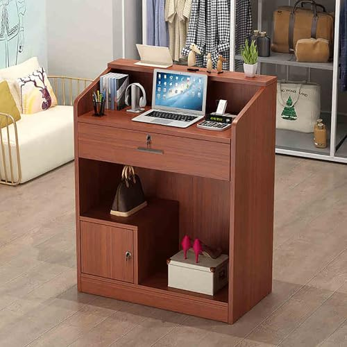 Abschließbare weiße Empfangstheke für kleine Räume – ideal für Lebensmittelgeschäfte, Friseurläden, Schönheitssalons, Hotels – stilvolles rosa Design (60 x 40 x 92 cm)