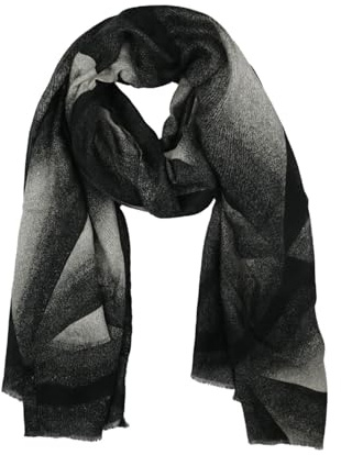 LUMBERJACK Sciarpa da Donna Morbida in Viscosa, Fantasia Geometrica Sfumata, Grigio e Nero, Elegante e Calda, Con Scatola Regalo