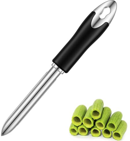 Molain Stainless Steel Jalapeno Pepper Corer, Zucchini Cucumber Remover Tool Vegetable Fruit Seed Corer with Serrated Edge