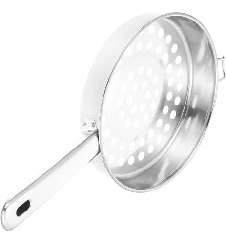 SHINEOFI Passoire à Mailles en Acier Inoxydable 28 CM Grands Trous Passoire Plate pour Filtrer Riz et Crevettes Ustensile la Cuisine Inox Résistant Outil Cuisson et Friture Maison