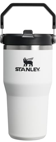 STANLEY IceFlow 2.0 Flip Straw Tumbler con manico, 590 ml, coperchio avvitabile e cannuccia ribaltabile, a tenuta stagna, in acciaio inox isolato, senza BPA, gesso
