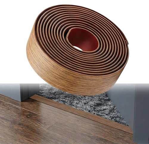 PVC Floor Transition Strip,1.2m*4cm Self Adhesive Vinyl Flooring Threshold Transition Strip,Flat Laminate Flooring Edge Trim Door Bar,Yellow Wood Grain Threshold Bar Door,Cover Strips for Joining Gaps