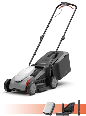 Litheli Tagliaerba Tosaerba a Batteria 33cm, 5.0Ah Batteria, Altezza Regolabile 25-65mm, Sacco 35L, per Prati Fino a 300m² (Motore senza spazzole)