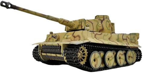Quibuilds 1/16 RC Schwerer Tiger L Panzer mit Rauch & Sound, 320° Turmdrehung, Metallfahrwerk, Kann BB-Kugeln abfeuern, Indoor Outdoor Gelände Fahrt, Geschenke für Erwachsene (RTR)