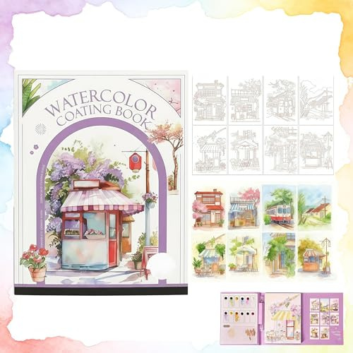 Watercolour Workbook, Creative Stress Relief Kit & All-in-One Watercolor Paint Set, Beginner Friendly Watercolor Painting Book, Convenient Watercolour Set, Suitable for Any Occasion(Silent Moment)