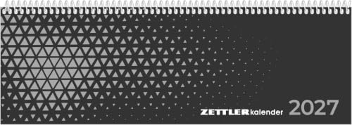 Tischkalender Expert schwarz 2027: Wochenkalender 29,7x10,5 cm mit 1 Woche auf 2 Seiten, Stundeneinteilung 7-19 Uhr, Monatsübersicht, Messe- & Pollenflugkalender für Büro & Homeoffice
