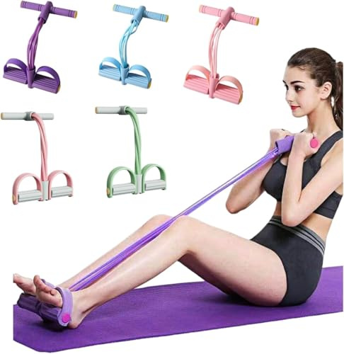 Corde de tension multifonction 6 tubes de résistance à la pédale élastique pour yoga, pour abdominaux/taille/bras/jambes étirements minceur entraînement violet