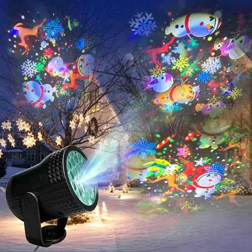 Proiettore di luce natalizia, lampada di proiezione con 20 modelli, proiezione rotante colorata, decorazione per interni ed esterni, per Natale, Capodanno, feste