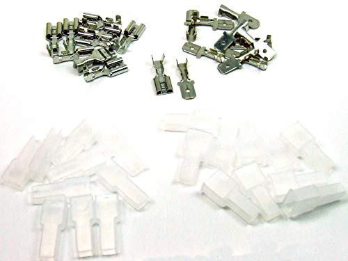 POPESQ® - Kit Terminali Capocorda 6.3 mm Flat Plug Connettore Maschio e Femmina zincato/tinned, con Coperchio/with Cover #A1835