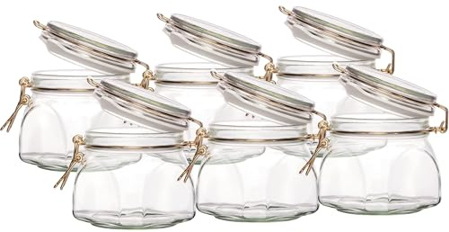 Bielmeier Set 6 Stück 630ml Einmachgläser einwecken Vorratsgläser Drahtbügelglas Gold Bügelverschluss Made in Germany