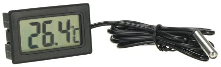 DollaTek Monitor de Temperatura Digital LCD Termómetro con sonda Externa para el refrigerador y congelador Acuario -Black