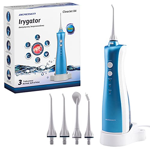 Bärbar mundusch Berdsen ClearJet X4 tandvård 4 munstycken 150 ml vattentank tandrengöring tandvårdssystem Irrigator munvård