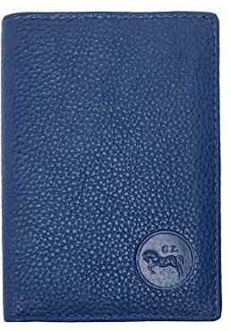LOLUNA® Etui Porte Carte de crédit RFID - NFC- 3 Volets - 9 Cartes - Mini Portefeuille - Compact - Homme/Femme - Cuir Vachette Véritable - Bleu Marine