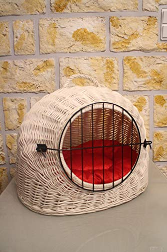 Marcus Weidenhandel Katzentransportkorb Katzenhöhle Transportkorb Katzenkorb Weidenkorb Korb Katze (mit Kissen)