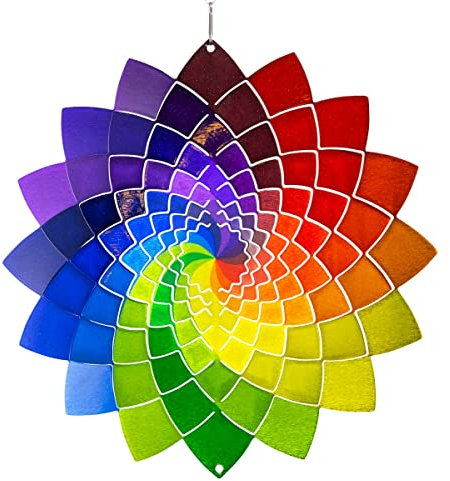 CIM Metall Windspiel - Rainbow Star - 250 - leichtdrehendes Windmobile mit brillanten Farben- inklusive Aufhängung – attraktive Raum- Fenster und Garten-Dekoration