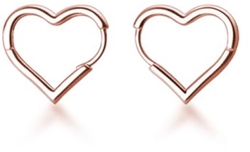 SLUYNZ Boucles d'oreilles Créoles en Forme de Cœur en Argent Sterling 925 1.6 cm pour Femmes Adolescentes Doux amour Boucles d'oreilles en Forme de Cœur Pendantes (B-Rose Gold Plated)