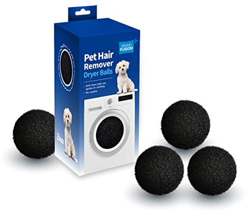 Grand Fusion Reusable Pet Hair Remover, 6 Pack Black Foam Dryer Balls, Lint Remover for Clothes and Laundry