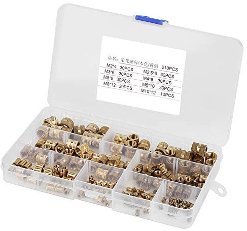 210 Stück M2 M2.5 M3 M4 M5 M6 M8 M10 Gewinde Weibliche Rundmuttern Spritzguss Messing Gewinde Einsatz Muttern Sortiment Kit