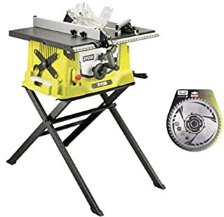Pack RYOBI scie sur table électrique 1800W 254mm piètement rétractable RTS1800S - lame carbure pour scies à coupe d'onglets 254mm SB254T48A1
