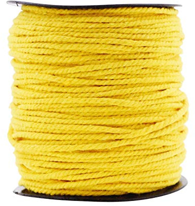 Mandala Crafts 3mm Yellow Twist Cotton Macrame Cord Rope for Crafts 109 Yds