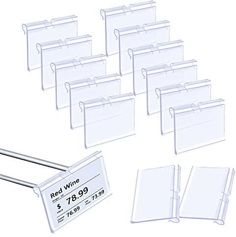 HONMOK 70 pezzi porta etichetta porta cartellino prezzo trasparente porta etichetta trasparente targhetta porta nome espositore da tavolo in plastica per negozi supermercati negozi al dettaglio