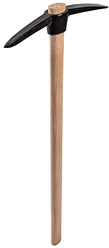 KADAX Spitzhacke mit Holzgriff, 2,5kg Spitzhacke aus beständigem Stahl, Kreuzhacke mit Doppelkopf, Universalspitzhacke, Hacke zum Lockern des Bodens (Länge: 90 cm)