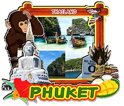 Phuket Thailand Magnet Kühlschrank Magnet Holz 3D Sehenswürdigkeiten Reise Sammlerstück Souvenirs Dekoration Handgefertigt