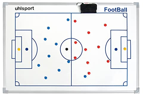 uhlsport TAKTIKTAFEL Fußball inklusive Magnet SPIELERSÄTZE (27 Magnete) - Magnetisches Taktikboard mit Trocken-Cleaner und Boardmarker - Größe Taktiktafel: 90 x 60 cm